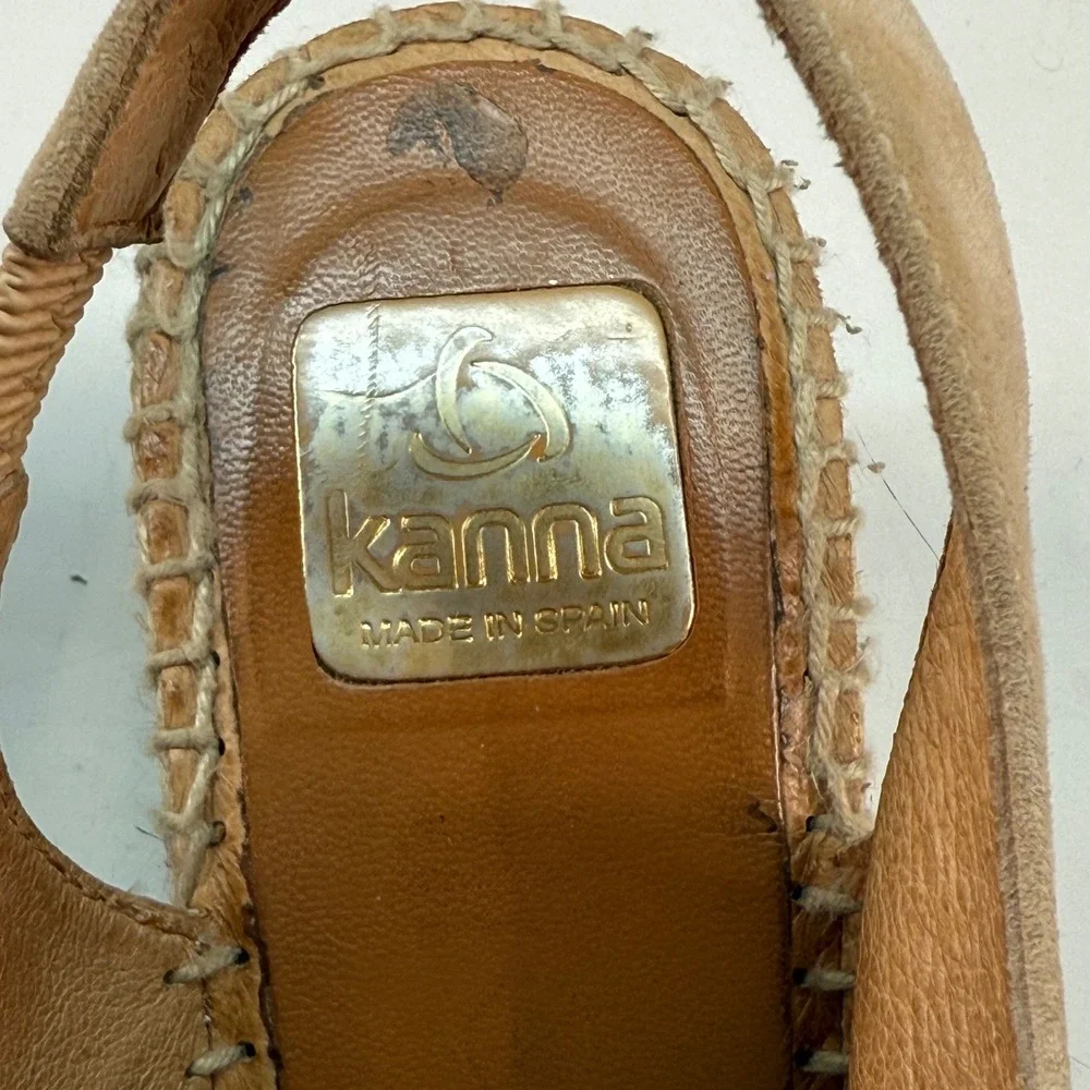 Kanna Espadrille Wedge Suede Sandals Size 40 / US 9 Women's Tan/Beige